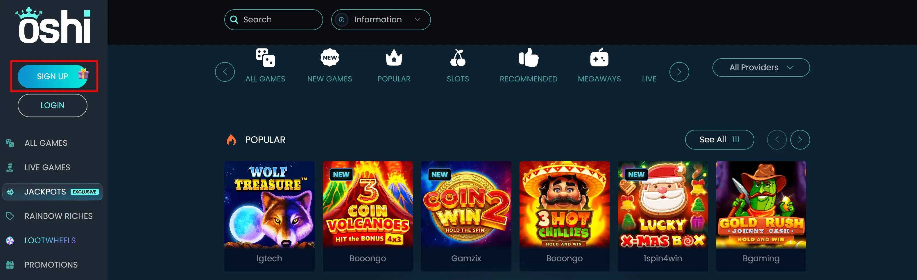 Oshi Casino Registration